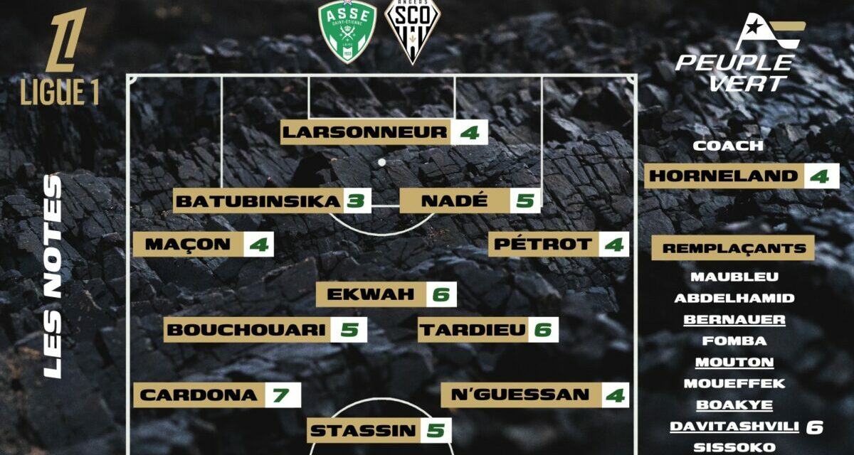 ASSE-Angers : Les notes de la rédac' et l'homme du match !