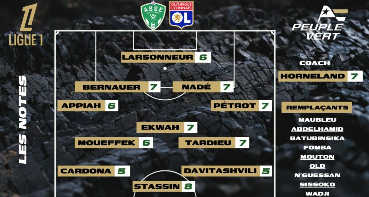 ASSE-Lyon : Les notes de la rédac' et l'homme du match !
